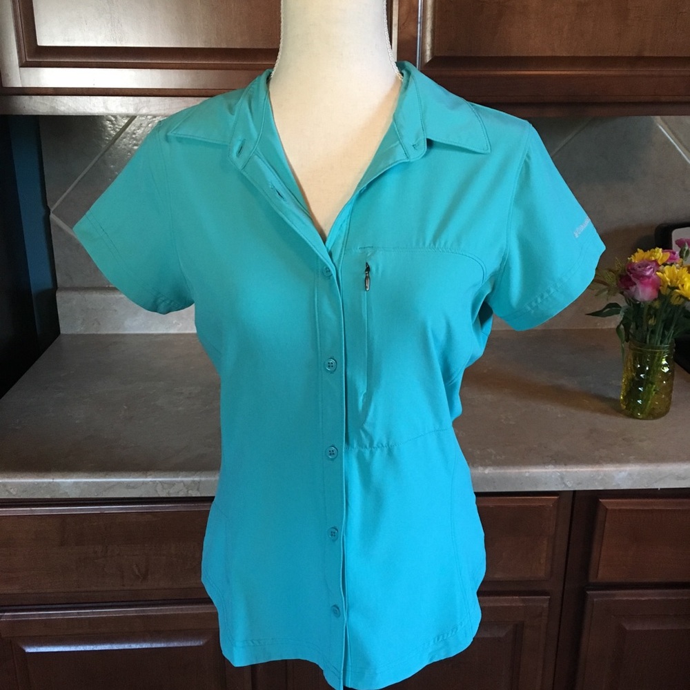Columbia Button Up Blouse Top Extra Small Teal